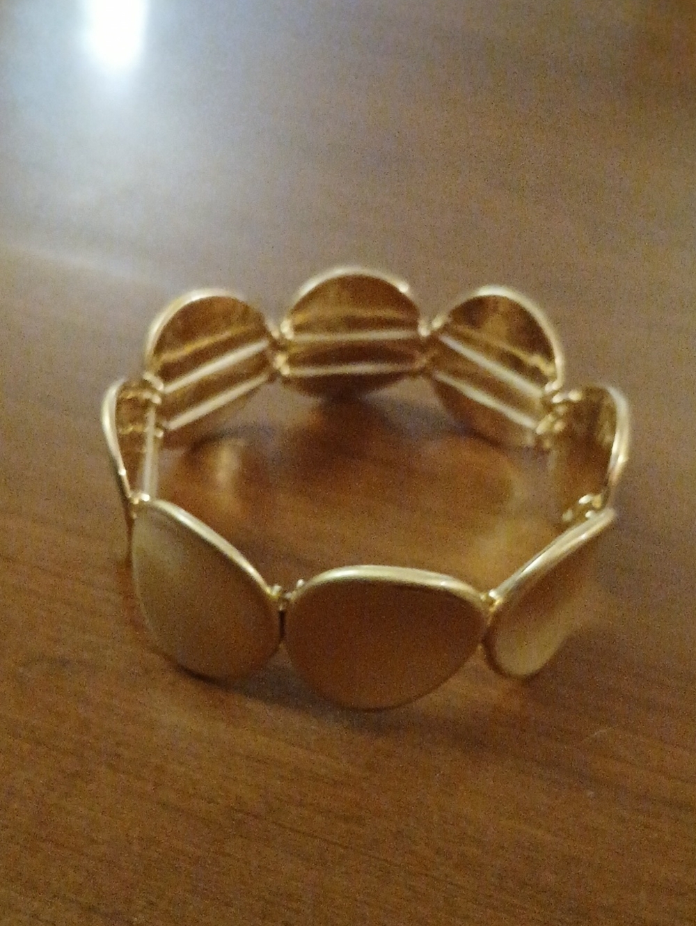 Gold Tone Women’s Stretch Disc Bracelet - Elegant Gold Finish